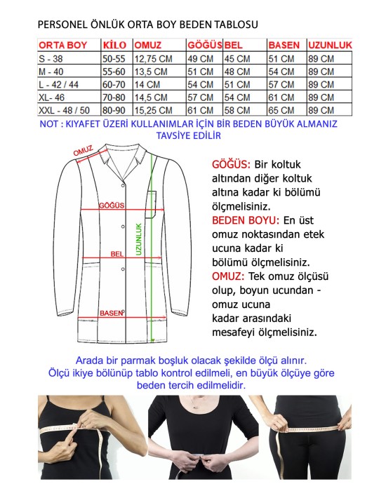TEMİZLİK PERSONEL KADIN İŞ ÖNLÜĞÜ - Beyaz