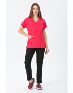 BETA KADIN ALPAKA CERRAHİ ÜNİFORMA TAKIM - Nar Çiçeği