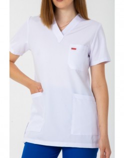 KADIN ALPAKA V YAKA TEK ÜST - Beyaz