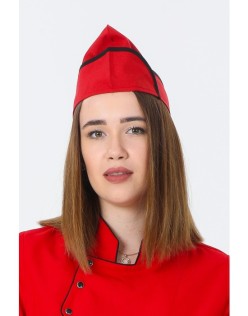 AŞÇI KAYIK KEP - SiyahBiye-Kırmızı