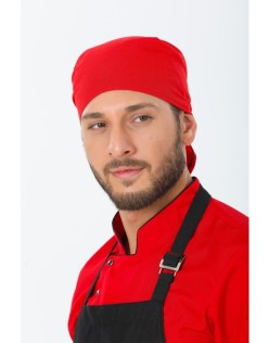 AŞÇI ÜÇGEN BANDANA DİKİŞSİZ DÜZ - Kırmızı