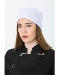 AŞÇI ÜÇGEN BANDANA DİKİŞSİZ DÜZ - Beyaz