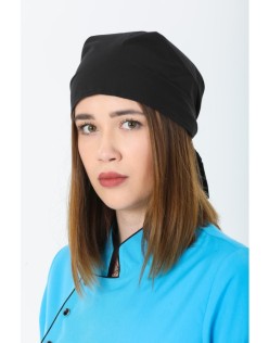 AŞÇI ÜÇGEN BANDANA DİKİŞSİZ DÜZ - Siyah