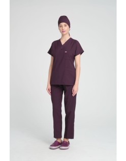 LİKRALI GREYS CERRAHİ FORMA TAKIM + BONE - Mürdüm