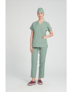 LİKRALI GREYS CERRAHİ FORMA TAKIM + BONE - Mint Yeşili