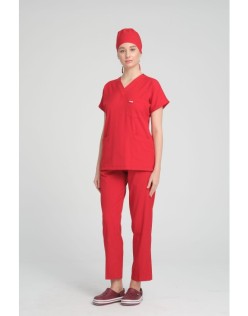 LİKRALI GREYS CERRAHİ FORMA TAKIM + BONE - Mercan