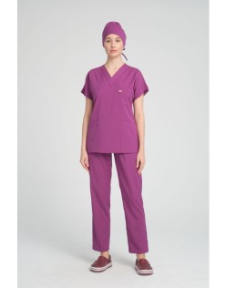 LİKRALI GREYS CERRAHİ FORMA TAKIM + BONE - Menekşe