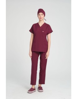 LİKRALI GREYS CERRAHİ FORMA TAKIM + BONE - Bordo