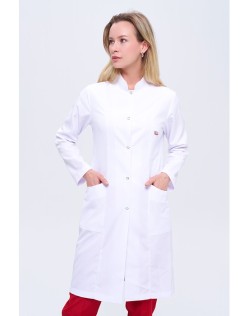 KADIN HAKİM YAKA UZUN BOY DOKTOR ÖNLÜĞÜ - Beyaz
