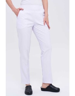 Arkası Lastikli Alpaka Kadın Personel Pantolon - Beyaz