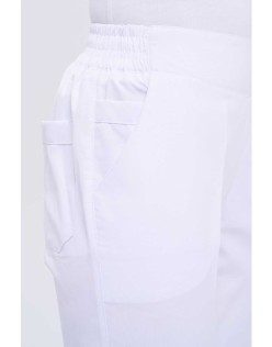 Bel Kemerli Alpaka Kadın Personel Pantolon - Beyaz