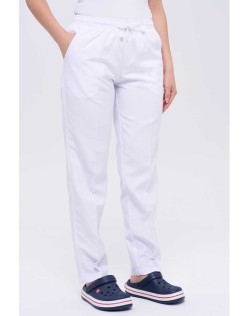 TÜM LASTİKLİ KADIN HASTANE OKUL PERSONEL PANTOLONU - Beyaz