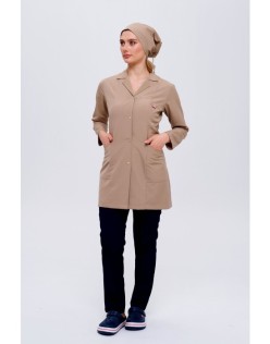 TEMİZLİK PERSONEL KADIN İŞ ÖNLÜĞÜ TAKIMI - Bej