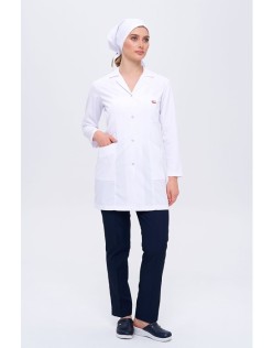 TEMİZLİK PERSONEL KADIN İŞ ÖNLÜĞÜ TAKIMI - Beyaz