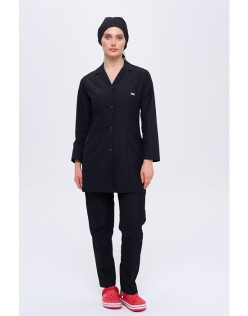 TEMİZLİK PERSONEL KADIN İŞ ÖNLÜĞÜ TAKIMI - Siyah