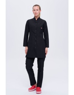 KADIN ALPAKA HAKİM YAKA ÇITÇITLI TESETTÜR FORMA TAKIM - Siyah