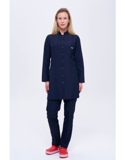 KADIN ALPAKA HAKİM YAKA ÇITÇITLI TESETTÜR FORMA TAKIM - Lacivert