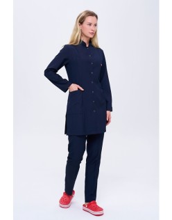 KADIN ALPAKA HAKİM YAKA ÇITÇITLI TESETTÜR FORMA TAKIM - Lacivert