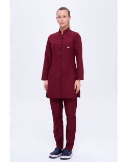 KADIN ALPAKA HAKİM YAKA ÇITÇITLI TESETTÜR FORMA TAKIM - Bordo