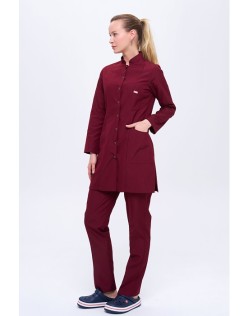 KADIN ALPAKA HAKİM YAKA ÇITÇITLI TESETTÜR FORMA TAKIM - Bordo