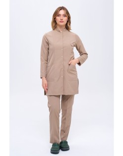 KADIN ALPAKA HAKİM YAKA ÇITÇITLI TESETTÜR FORMA TAKIM - Bej