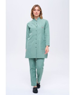 KADIN ALPAKA HAKİM YAKA ÇITÇITLI TESETTÜR FORMA TAKIM - Mint Yeşili