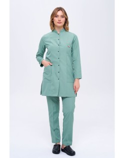 KADIN ALPAKA HAKİM YAKA ÇITÇITLI TESETTÜR FORMA TAKIM - Mint Yeşili