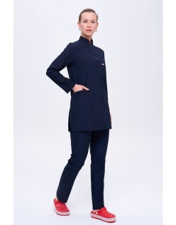 ALPAKA POLO YAKA TESETTÜR SCRUBS HEMŞİRE FORMA TAKIM - Lacivert