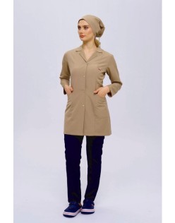 TEMİZLİK PERSONEL KADIN İŞ ÖNLÜĞÜ TAKIMI - Bej