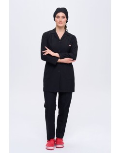 TEMİZLİK PERSONEL KADIN İŞ ÖNLÜĞÜ TAKIMI - Siyah