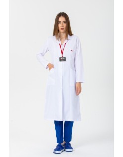 KADIN GÖMLEK YAKA TESETTÜR BOY DOKTOR ÖNLÜĞÜ - Beyaz