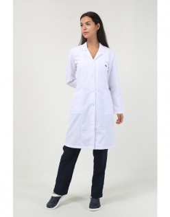KADIN GÖMLEK YAKA UZUN BOY DOKTOR ÖNLÜĞÜ - Beyaz