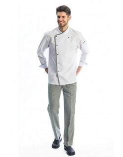 Erkek Klasik Uzun Kollu Aşçı Kıyafeti - SiyahPötikareBiye-Beyaz