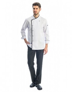 Erkek Klasik Uzun Kollu Aşçı Kıyafeti - SiyahBiye-Beyaz