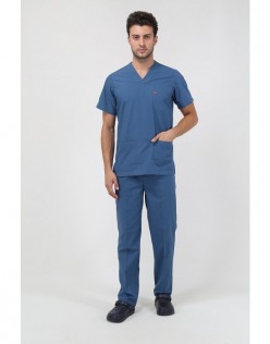 TERİKOTON ERKEK V YAKA CERRAHİ FORMA TAKIM - Petrol Mavisi