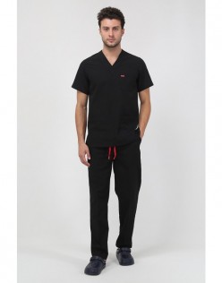 TERİKOTON ERKEK V YAKA CERRAHİ FORMA TAKIM - Siyah