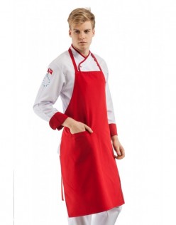 BİYESİZ DÜZ RENK ASKILI AŞÇI ÖNLÜĞÜ - Kırmızı