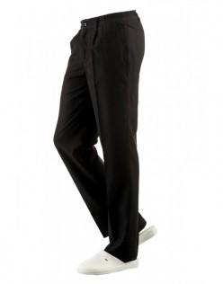 YARIM LASTİKLİ ERKEK AŞÇI PANTOLONU - Siyah