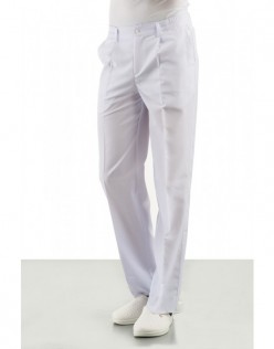 YARIM LASTİKLİ ERKEK AŞÇI PANTOLONU - Beyaz