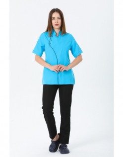 KADIN COMFORT KISA KOL AŞÇI CEKETİ - SİYAH BİYELİ - Turkuaz