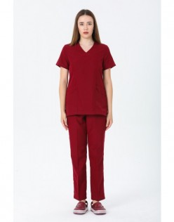 BETA KADIN ALPAKA CERRAHİ ÜNİFORMA TAKIM - Bordo