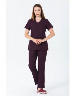 BETA KADIN ALPAKA CERRAHİ ÜNİFORMA TAKIM - Mürdüm